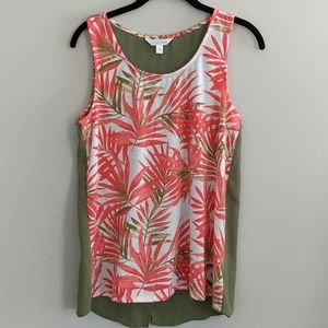 Charming Charlie Sleeveless Top Tank Palm Leaf M